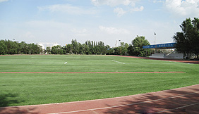 Artificial turf football field of Sinopec oil production plant